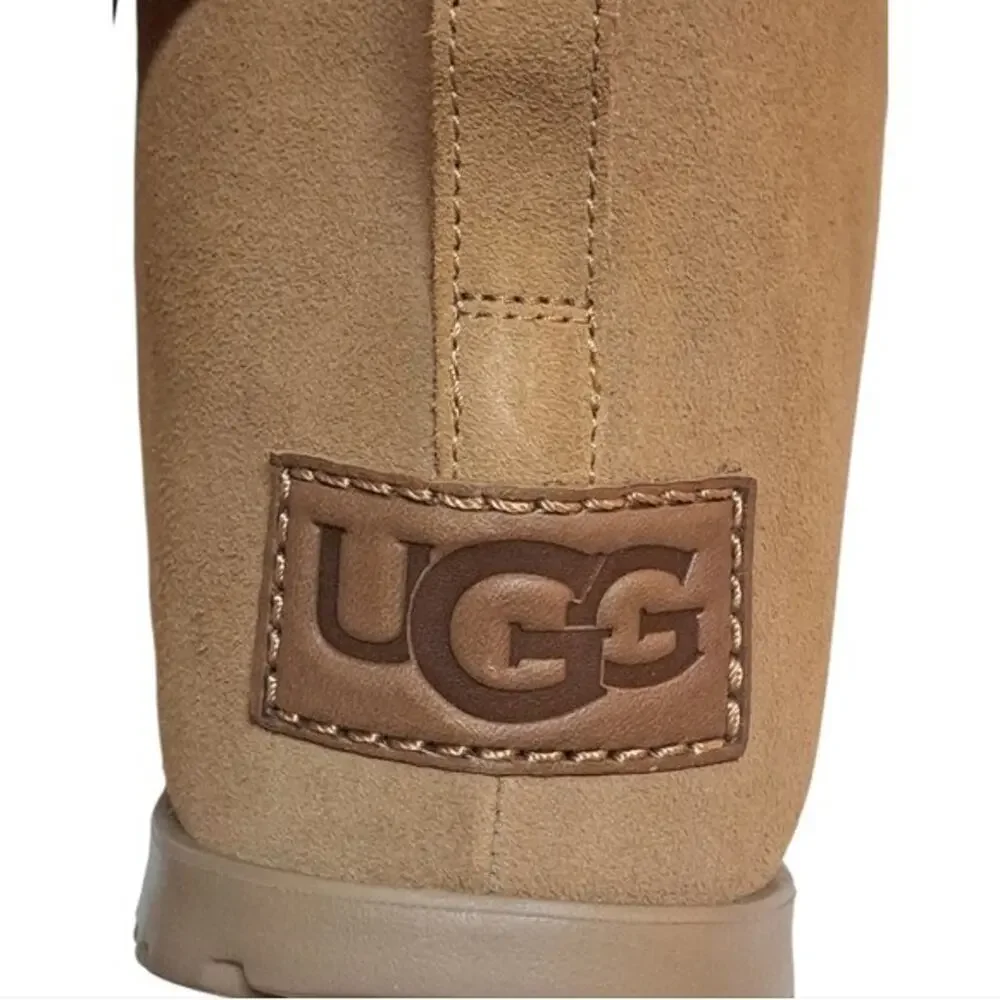 UGG Pumped Lace-Up Chestnut Suede Comfort Women's Slippers Size US 10 /UK 8 NEW